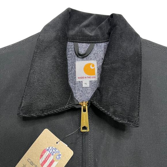 VTG Carhartt J001 Men's XL Black NWT Duck Detroit USA Blanket Lined Jacket - Picture 3 of 8